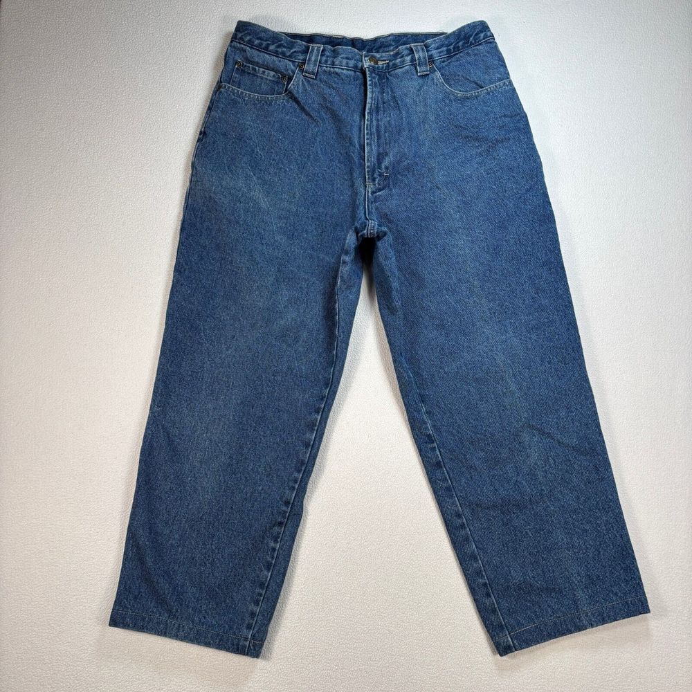 Woolrich Jeans Men's 36x25 Blue Flannel Fleece Lined 100% Cotton Straight‎ 1702